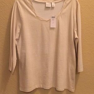 Chico’s NWT beige long sleeve top. pale gold sheen